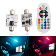 RGB LED Festoon Bulbs C5W 41mm 16 Colors Remote 2 Pack