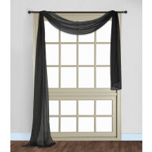Black Sheer Voile Scarf Valance 1 pc 216 inch