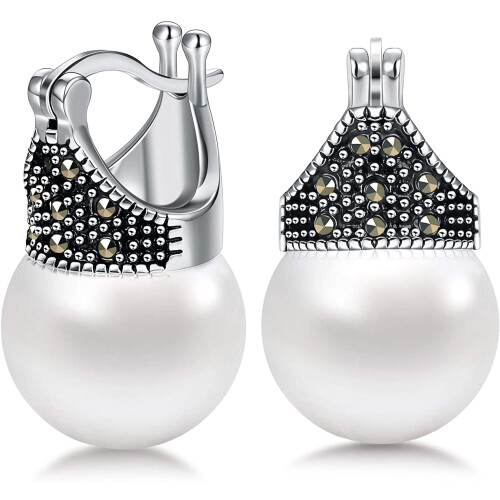 Sterling Silver Pearl Dangle Earrings for Women