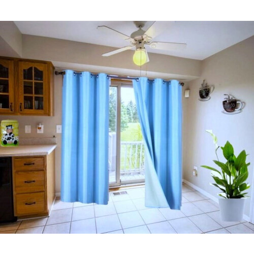 Thermal Blackout Curtain Panel Light Blue 84 in Bronze