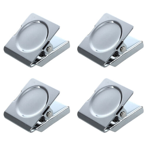 Silver Tone Magnetic Fridge Clip 4 Pack