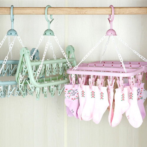 Folding Clothes Hanger Plastic 36-Clip Drying Rack 1