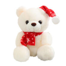 Christmas Bear Toy with Santa Hat 8 inches