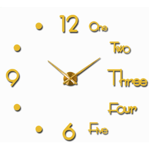 Frameless 3D Mirror Wall Clock Gold Modern Large 1