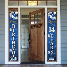 60th Birthday Decorations Blue Silver Balloon Banner