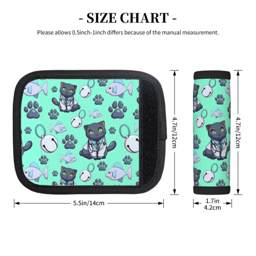 Luggage Handle Wraps Green Cat Design 2 Pcs 1