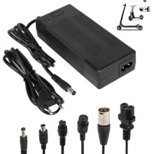 Elektrische scooterlader, 42V 2A Xiaomi M365 lader, universele lader voor 36V lithiumbatterijen met 6 aansluitingen