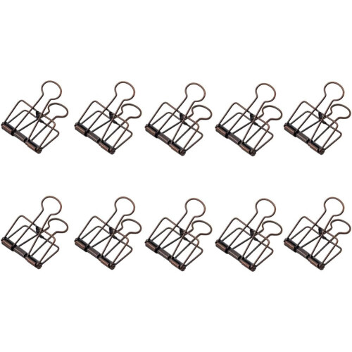 Retro metalen bindclip, antiek messing, groot, 10 stuks