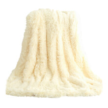 JeashCHAT Plush Throw Blanket Beige 47" x 31.5"