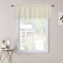Boho tassel velvet window valance curtain green 52x15 inch