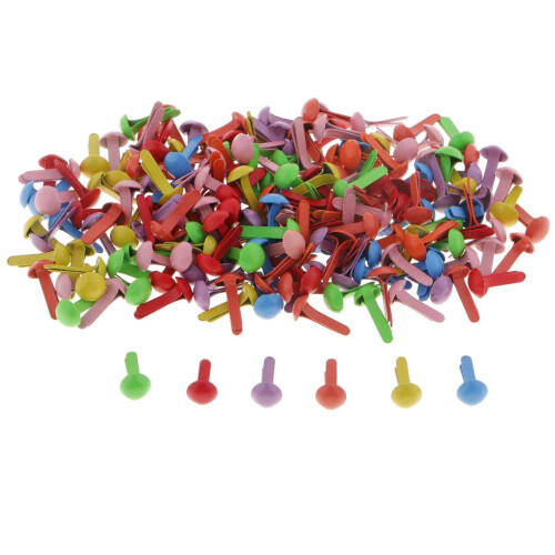 Metal Bunt Brads Pattern Clips 100 Pack 5.5x11mm Colored 1