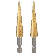 2pcs 3-12mm HSS Straight Step Drill Bit Wood Metal Hole Cutter Core Drill Bit Pagoda Drill Bit