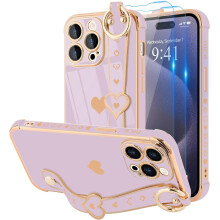 iPhone15Pro Max tok csuklópánttal és szív alakú szerelmes szívvel