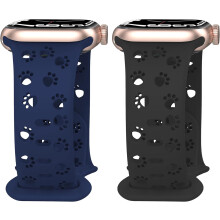 Silikonarmbänder für Apple Watch, hohles Hundepfoten-Design, 2er-Pack