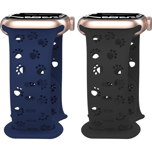 Silikon Apple Watch-reimer med hul hundepotedesign, 2-pakning