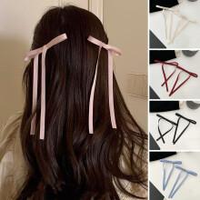 Rygai bow hair ribbons soft fabric pink 2 pcs