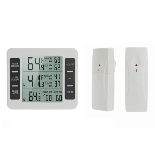 Wireless Digital Freezer Thermometer with 1-2 Sensors