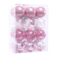 Mornei Christmas ball ornaments clear pink set 24 pieces