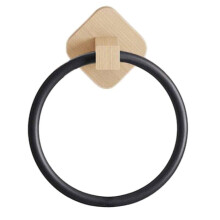 Wood Bathroom Towel Holder Wall-Mounted Round