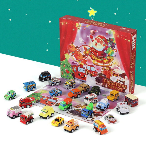 Christmas Countdown Calendar Plastic Pull-Back Cart for Kids