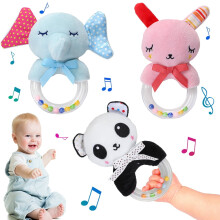 Conjunto de chocalhos para bebês OUSItai, 3 peças, para bebês de 6 a 12 meses.