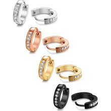 Jstyle stainless steel huggie earrings 13mm with CZ