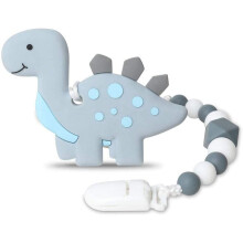 OUSITAI Dinosaur Silicone Teether BPA-Free Organic Gray