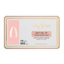 Cre8tion Soft Gel Nagelspitzen, Extra Kurz, Mandel-Form, 602 Spitzen in 14 Größen (00-9) für professionelle Nagelverlängerungen