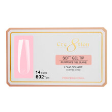 Cre8tion Soft Gel Nagelspetsar, Lång Fyrkantig Form, 602 Spetsar i 14 Storlekar (00-9) för Professionella Nagelförlängningar