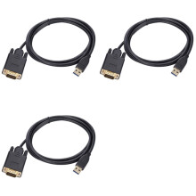 3pcs 1.8m USB 3.0 to VGA Cable 1080P USB3.0 Male to VGA Male Converter Adapter Cable