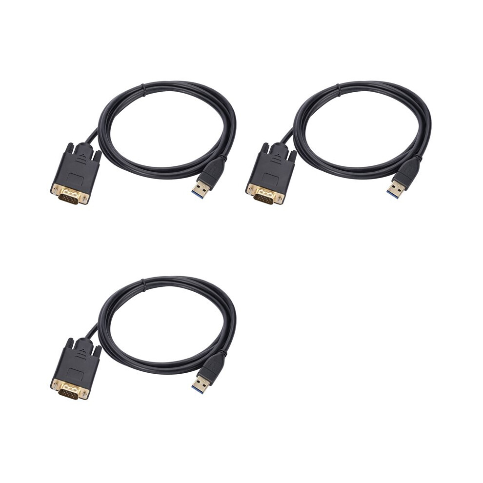 3Pcs 1.8M Usb 3.0 To Vga Cable 1080P Usb3.0 Male To Vga Male Converter Adapter Cable 6031529088105