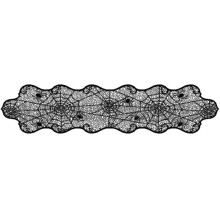 Black polyester lace table runner 14 x 48 inches