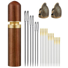 Wooden Needle Case with Thimble for Sewing and Embroidery
