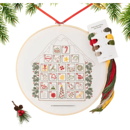 Weihnachtscountdown-Stickset Schneehaus-Design 25 Tage