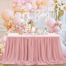 Chiffon Tischrock Staubrosé 9ft Transparente Tischdecke für Hochzeiten und Partys
