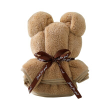 Baby bath towel bear-shaped coral velvet 70x140cm