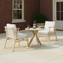 Charles Bentley Bistro Set 2 Seater Outdoor Lounge, Natural Wood, One Size