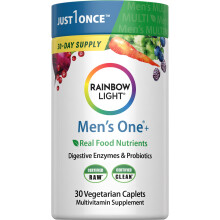 Rainbow Light Mannen Multivitamin One + | 30 Tabletten | Voedzame Voeding, Spijsverteringsenzymen & Probiotica
