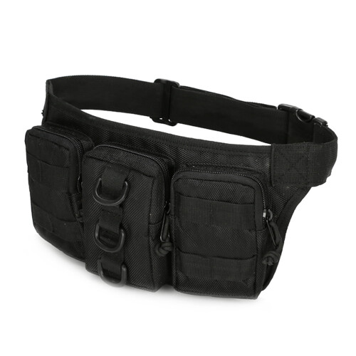 Bolsa de cintura preta impermeável e ajustável com
