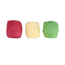 Természetes raffia szalmaszál, 3 tekercs, 20 méteres, katonai zöld fény