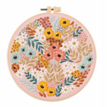 Embroidery Kit Floral Landscape with Threads and Needles