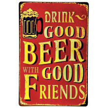 Insegna vintage in latta per birra, decorazione rustica da parete per pub, 20x30 cm.