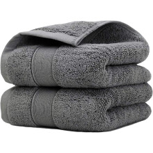 Cotton Hand Towels Gray 14 x 30 Inch Set of 2