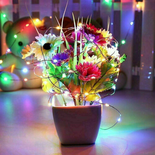 USB Solar LED Copper Wire String Lights 2-10M Waterproof 2
