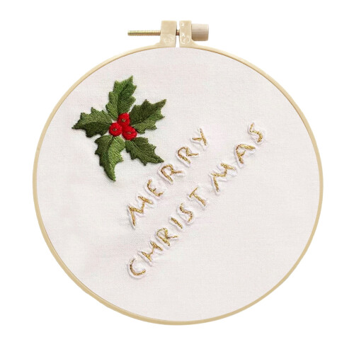 Christmas Embroidery Kit with Hoop, Threads, Needles,