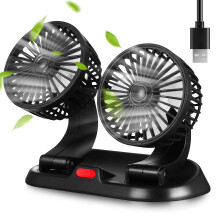 Ventilador doble para coche PATKAW, recargable por USB, para salpicadero (paquete de 2)