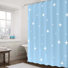 Zasłona prysznicowa Mouliraty Blue Starry Sky, wodoodporna podszewka PEVA, 31,49 70,86 cala, 12 haczyków, dekoracja łazienki w stylu nordyckim,
