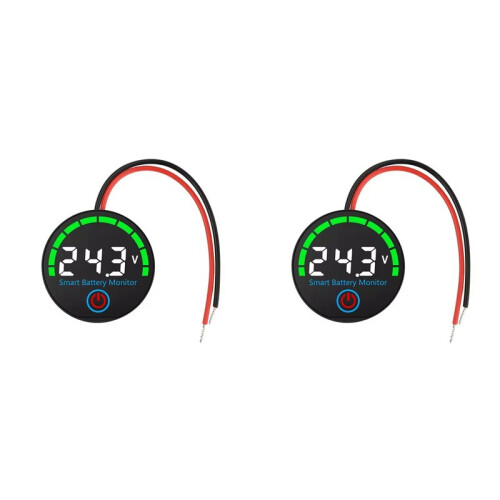 2X LED Battery Level Indicator Digital Voltmeter 12V/24V/36V/48V Charge Tester Lithium Battery Capacity Board White