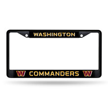 Rico Industries NFL Football Washington Commanders Primary Black Chrome Frame with Plastic Inserts 12" x 6" Car/Truck Auto Accessory