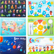 Hapinest 6er Set Wiederverwendbare Rutschfeste Lernunterlagen für Kinder & Kleinkinder